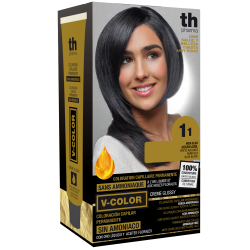 Barva na vlasy V-color č. 1.1 (modro-černá )- domácí sada+ šampon a maska zdarma