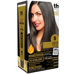 Barva na vlasy V-color č. 5 (světle hnědá)- domácí sada+ šampon a maska zdarma TH Pharma
