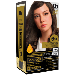 Barva na vlasy V-color č. 6.13 (tmavě popelavá zlatavá blond)- domácí sada+ šampon a maska zdarma TH Pharma