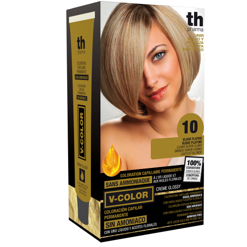 Barva na vlasy V-color č.10 (platinová blond)- domácí sada+ šampon a maska zdarma TH Pharma