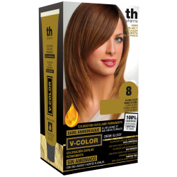 Barva na vlasy V-color č.8 (světlá blond)- domácí sada+ šampon a maska zdarma