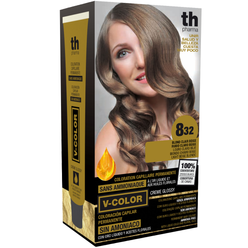 Barva na vlasy V-color č.8.32 (světle béžová blond )- domácí sada+ šampon a maska zdarma TH Pharma