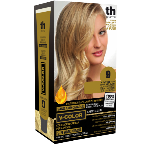 Barva na vlasy V-color č.9 (velmi světlá blond)- domácí sada+ šampon a maska zdarma TH Pharma
