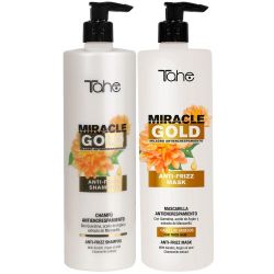 Sada šampon + maska  na jemné vlasy Miracle gold proti krepatění (1000+1000 ml)